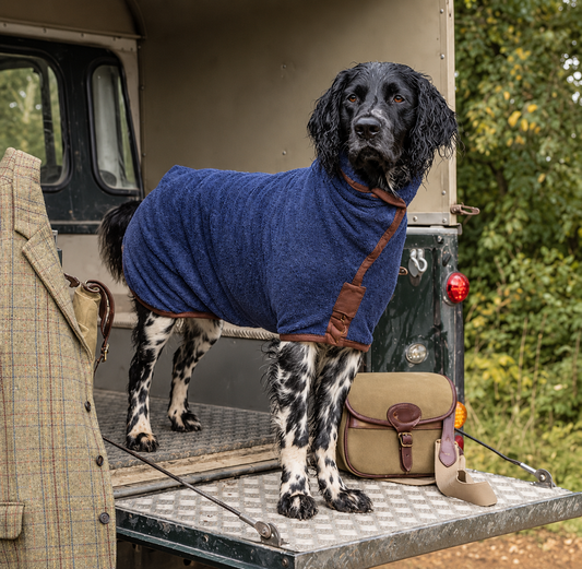 Wearable Dog Drying Towel Robe - Dark Blue