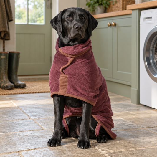 Wearable Dog Drying Towel Robe - Burgundy