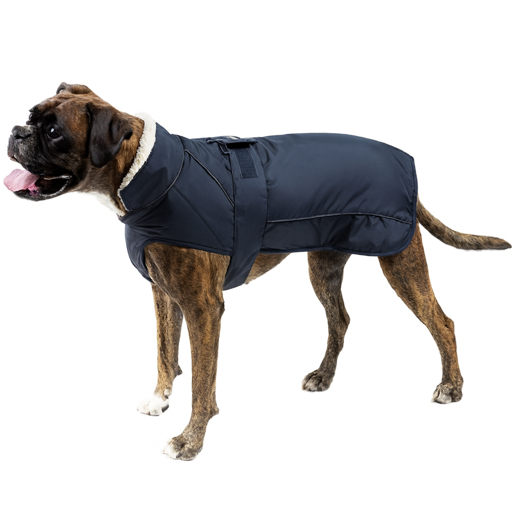 NEW – JetDry Waterproof Warm Dog Coat - Navy/Grey