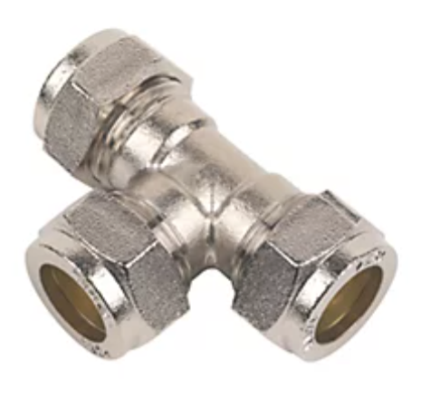 1x Brass Equal Tee Fitting For Home Wall Shower Install