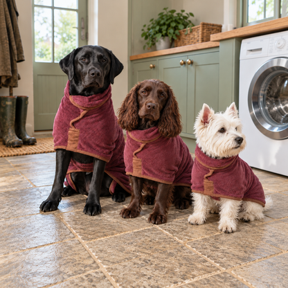 Tragbares Hundebadetuch zum Trocknen – Waldgrün/Orange