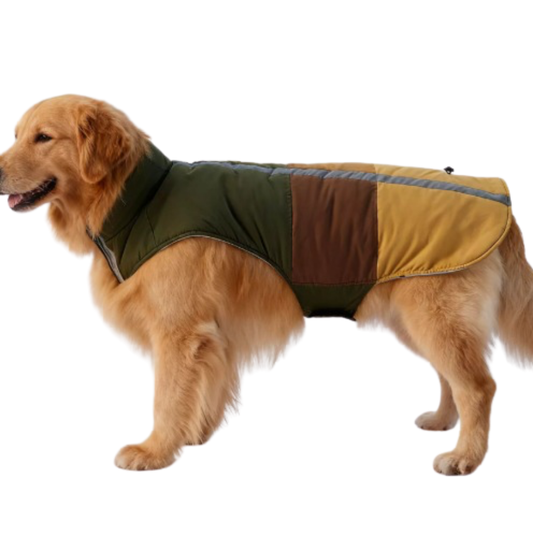 Green/Brown/Yellow Waterproof Dog Coat
