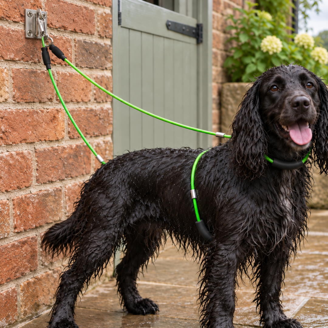 Wall-Mounted Dog Dual Lead & Collar